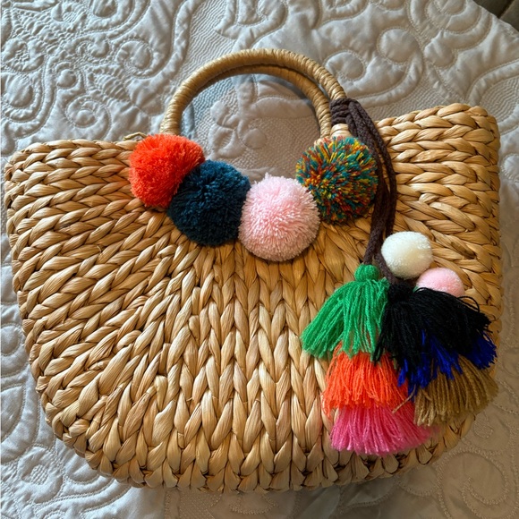 Anthropologie Handbags - Anthropologie Pom Straw Tote multicolored